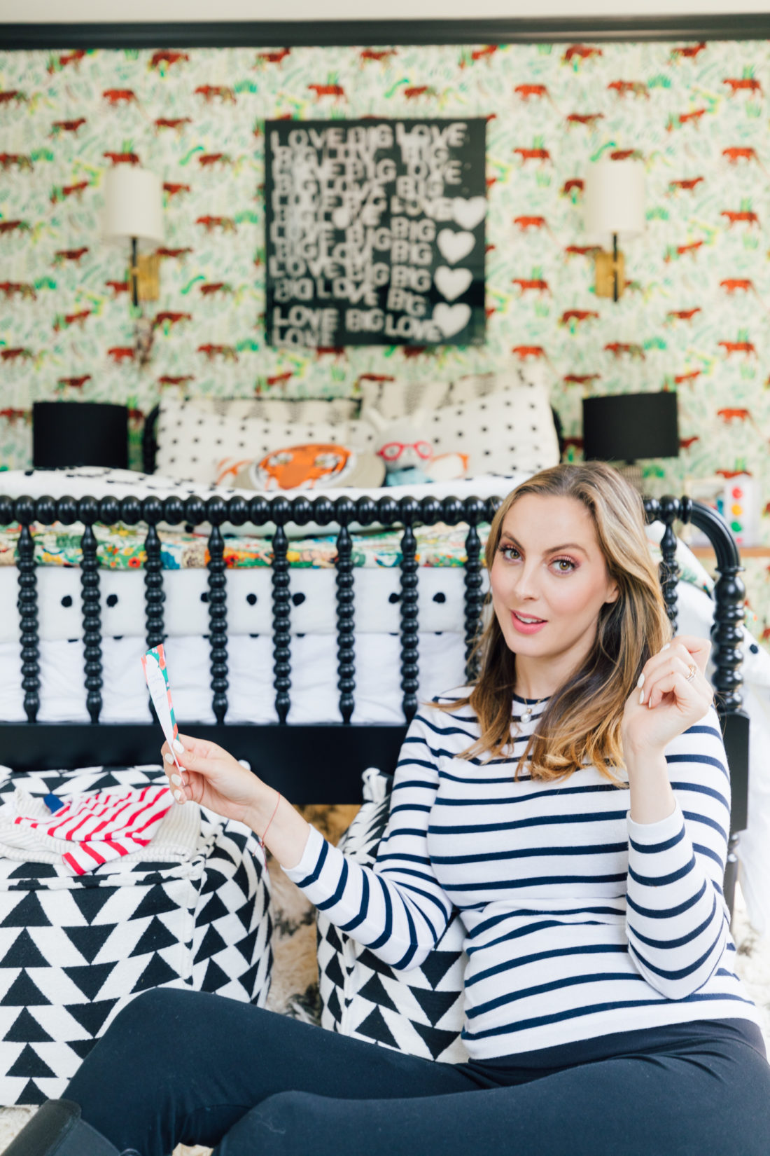 Pregnant Eva Amurri Martino looks at baby gear