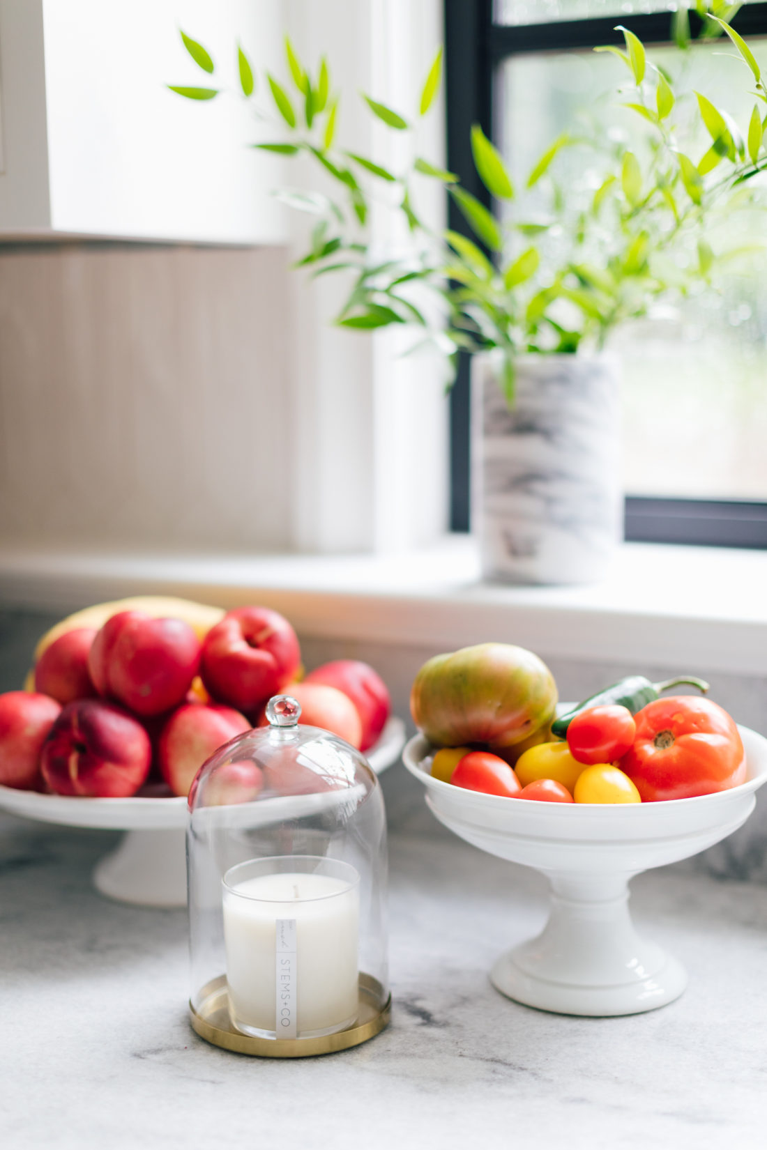 A detail shot of produce on the countertop of Eva Amurri Martino's renovated kitchen