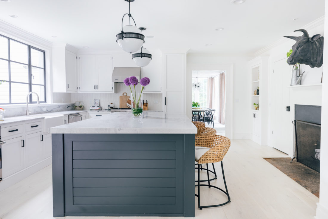 Eva Amurri Martino shares her renovated kitchen in her historical Connecticut home, featuring an open plan and a modern look