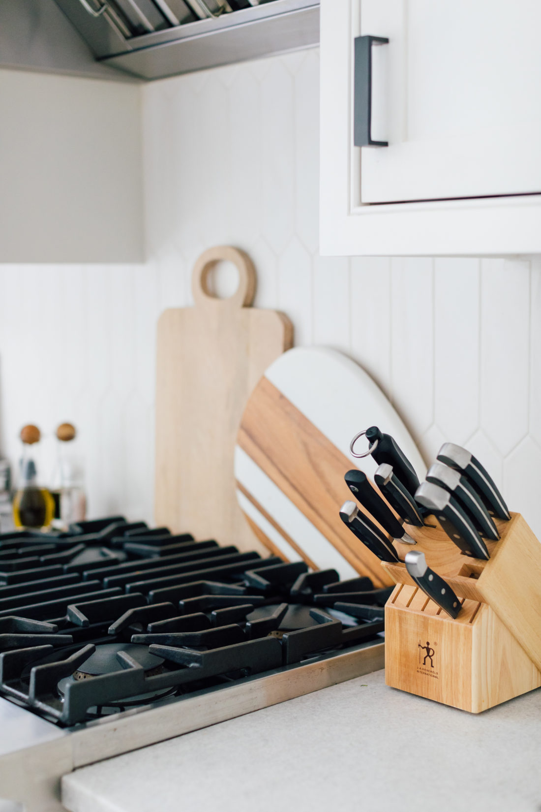 Eva Amurri Martino shares a close up shot of the backsplash and stovetop in her renovated Connecticut kitchen