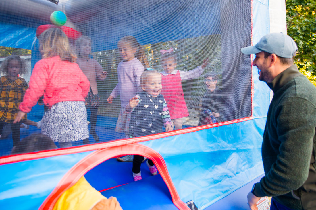 Kids enjoying the Bounce House at Major Martino's Construction Zone themed birthday party