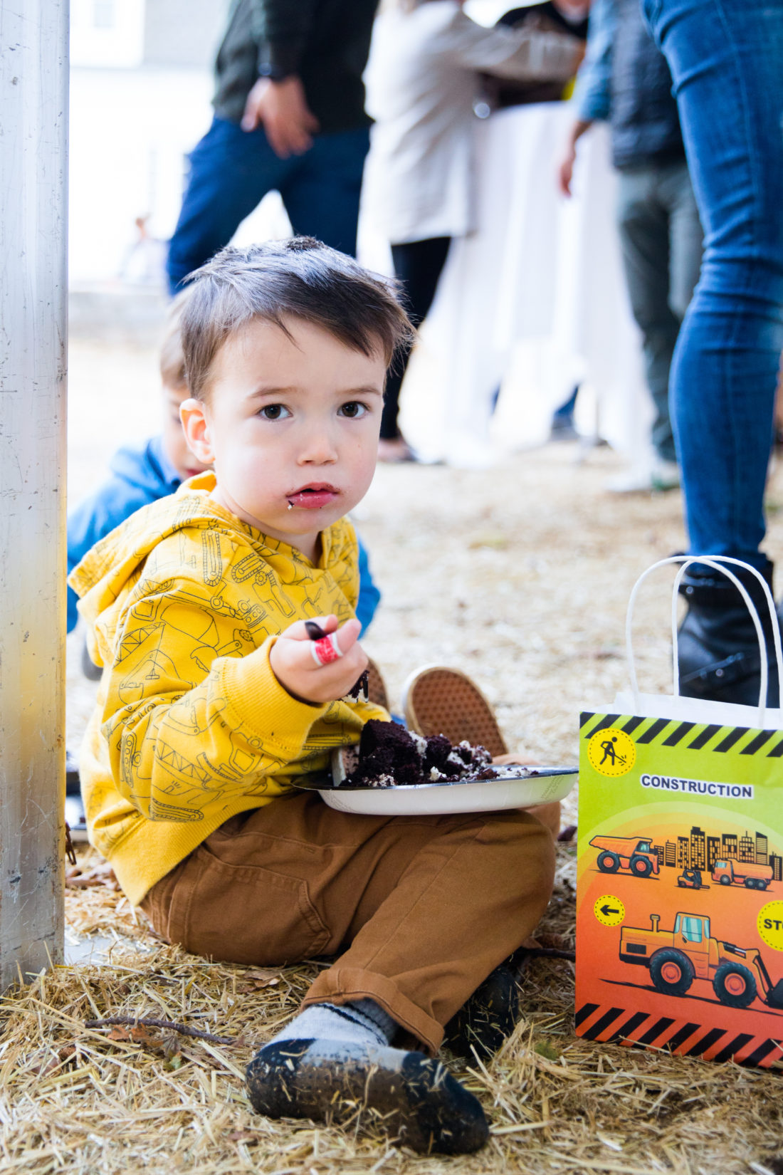 Major Martino shows down on his birthday cake at his Construction Zone themed birthday party