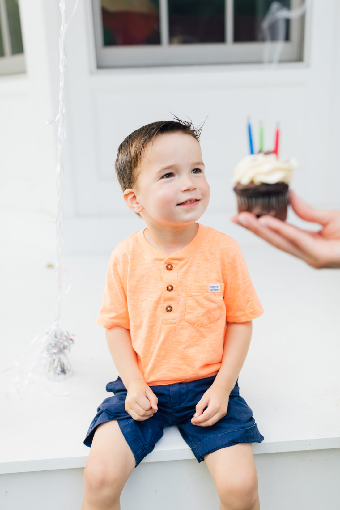 Eva Amurri Martino's son Major blows out the candles on his birthday cupcake