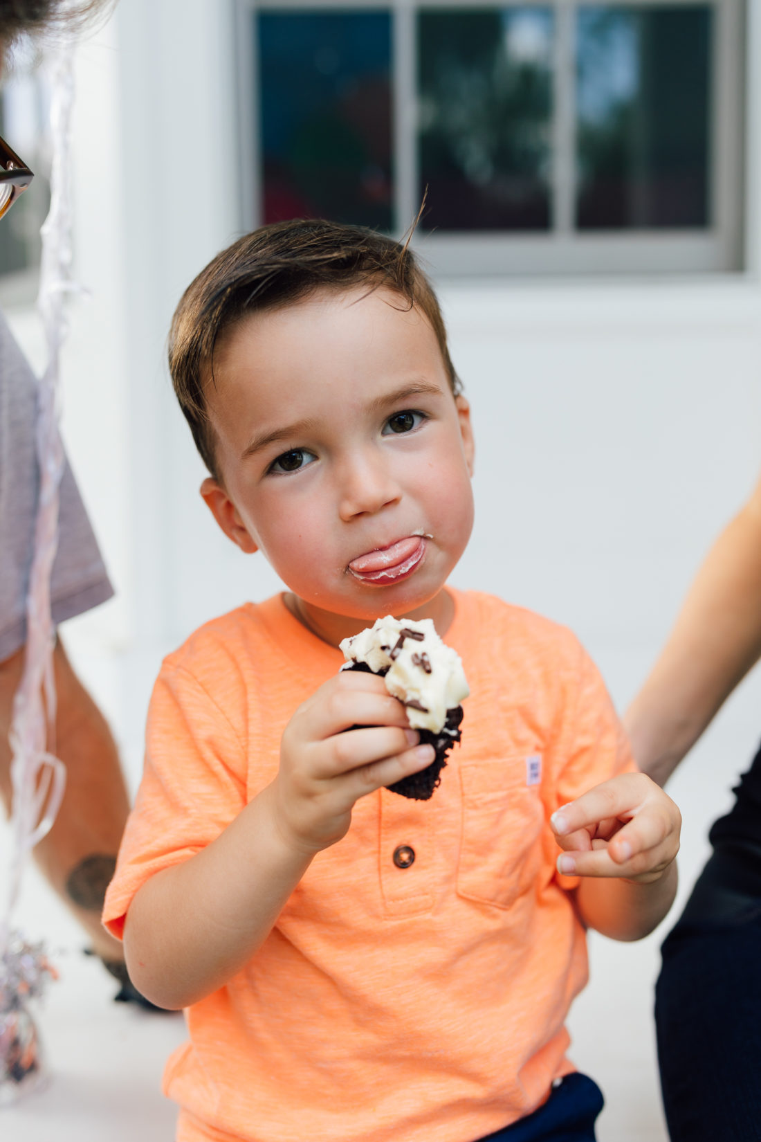 Major Martino eats his birthday cupcake