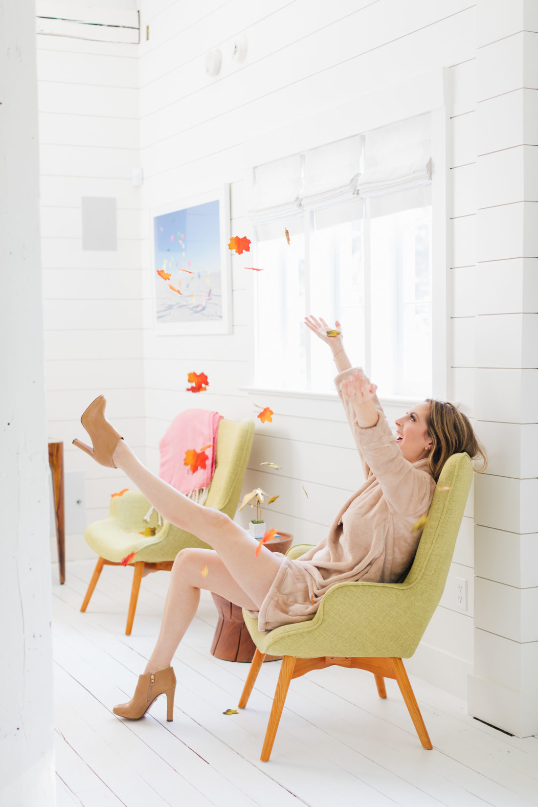 Eva Amurri Martino throws flowers in the Happily Eva After Studio