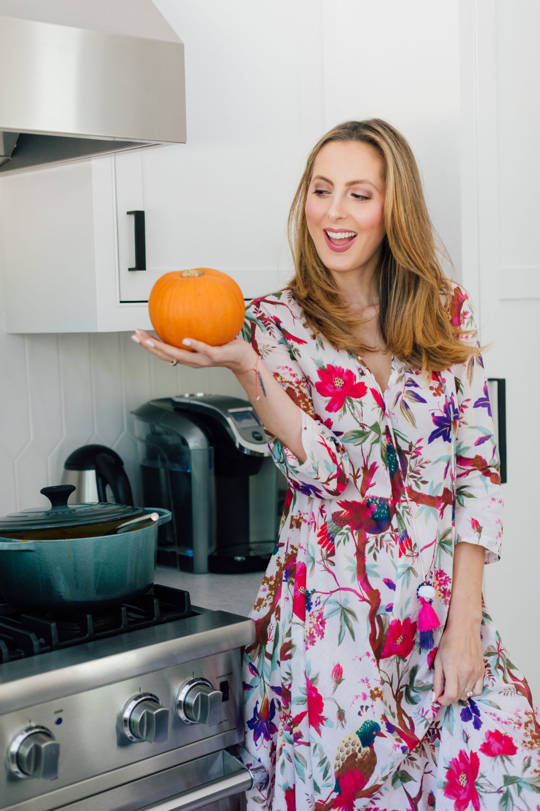 Eva Amurri Martino eats the easiest pumpkin soup ever out of a mini pumpkin