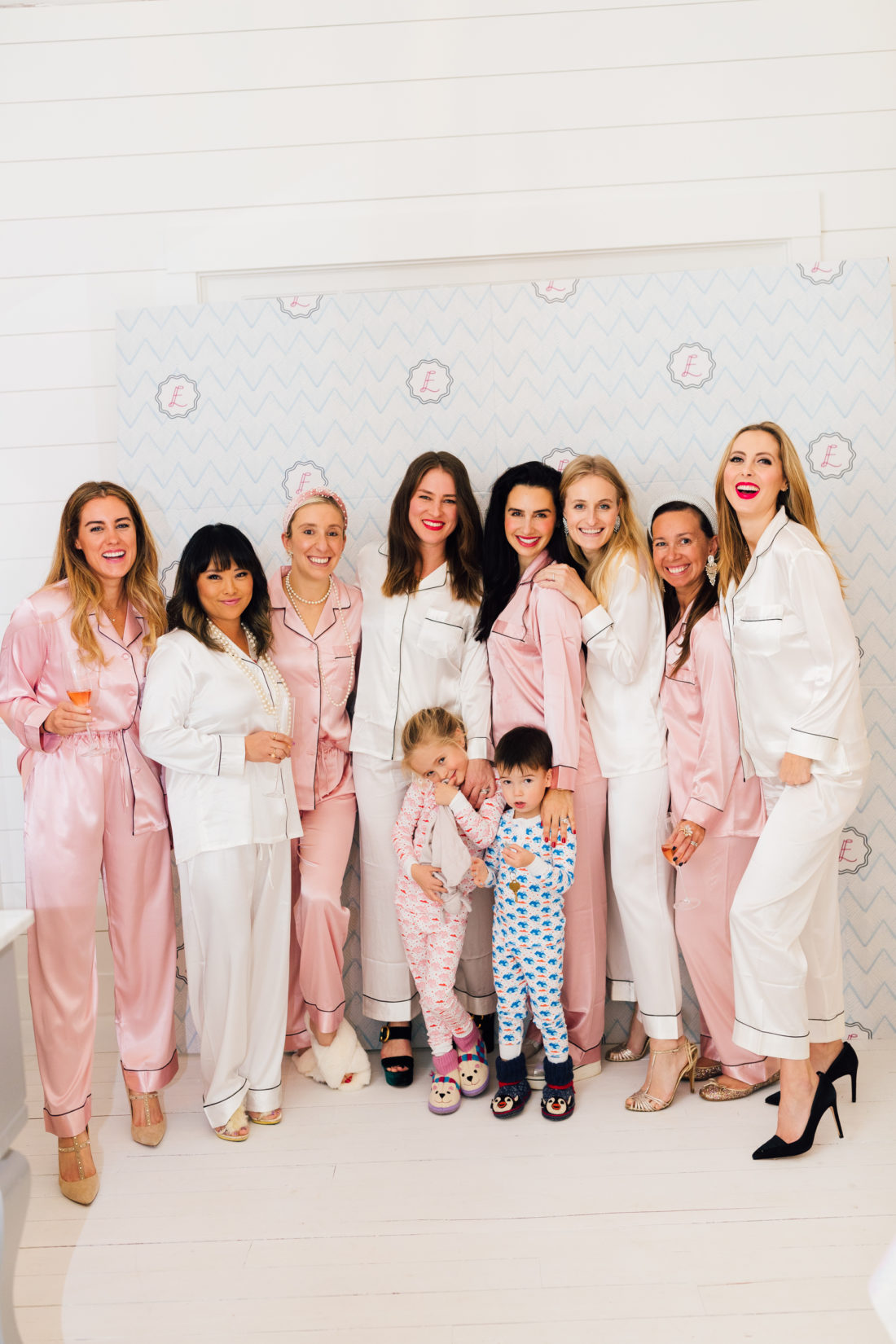 Eva Amurri poses with her girlfriends in their matching silk pajamas