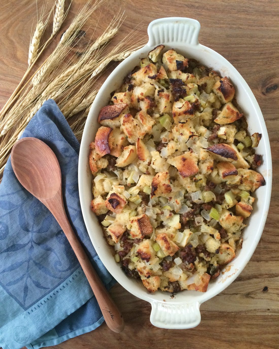 Eva Amurri Martino shares her famous Sausage & Thyme Stuffing recipe as a Thanksgiving Side to make this year