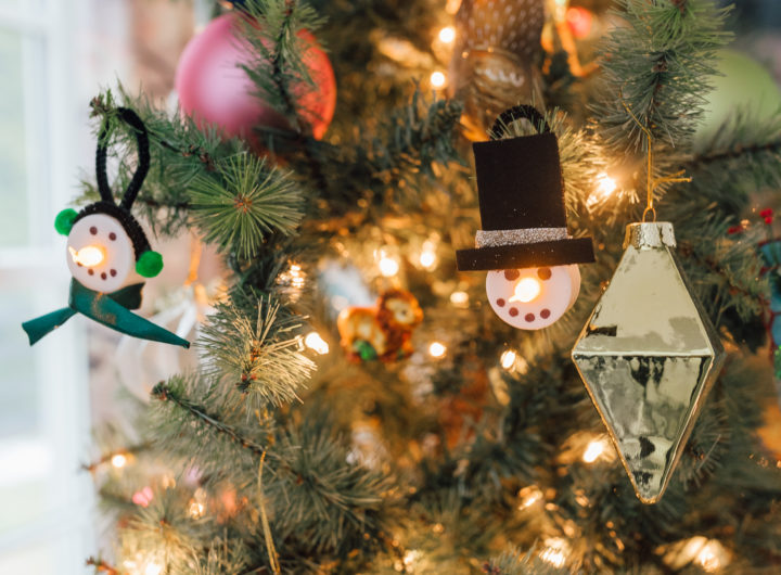 Eva Amurri shares an easy, kid-friendly DIY Tea Light Snowman Ornament