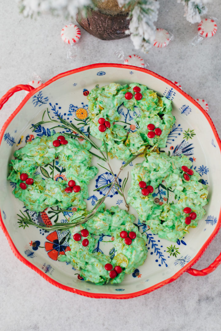 Eva Amurri shares three delicious Christmas desserts, including Dairy Free Marshmallow Cornflake Wreaths