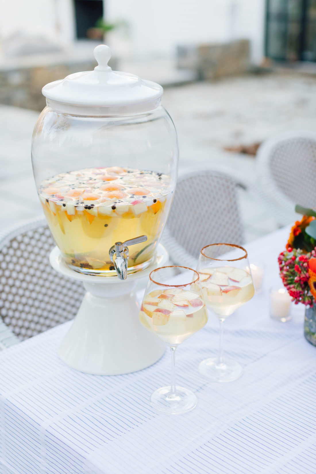 A fall sangria served at Eva Amurri's outdoor movie night on the back patio of her Connecticut home