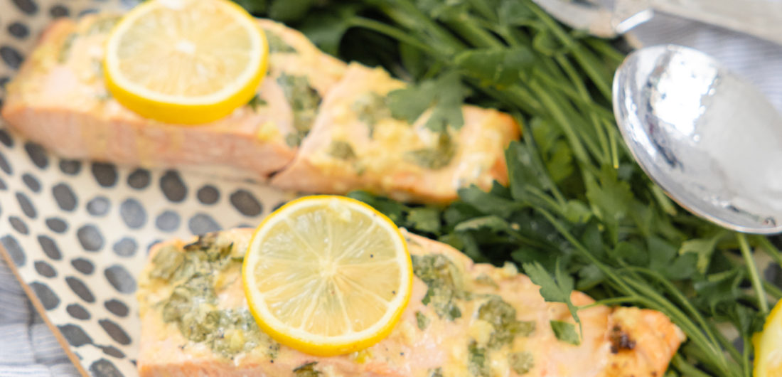 Eva Amurri shares a recipe for baked salmon with lemon garlic dijon