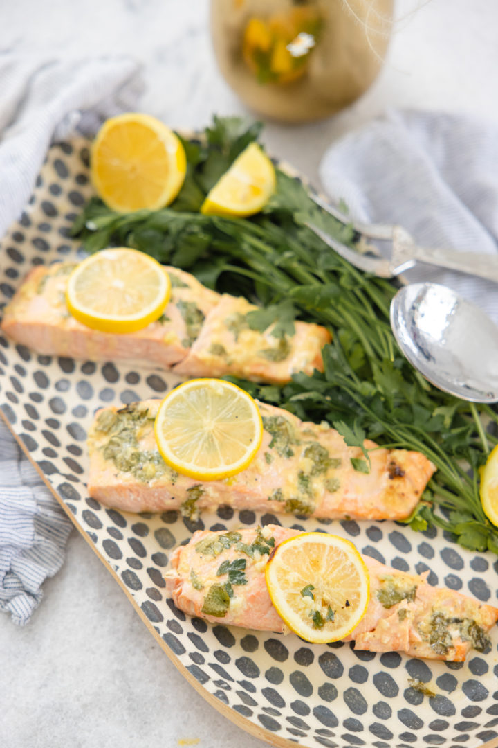 Eva Amurri shares a recipe for baked salmon with lemon garlic dijon