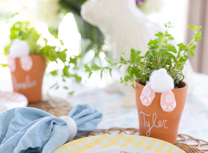 Eva Amurri shares an adorable Easter Bunny Potted Plant Place Card craft.