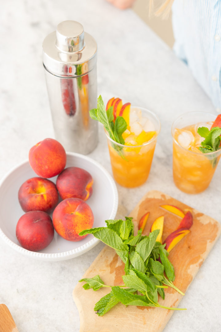 Eva Amurri shares a recipe for her Spiced Bourbon Peach Smash Cocktail