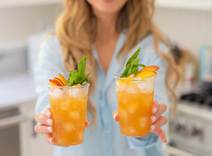Eva Amurri shares a recipe for her Spiced Bourbon Peach Smash Cocktail