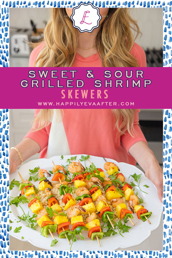 Eva Amurri shares a recipe for Sweet & Sour Grilled Shrimp Skewers | Happily Eva After | www.happilyevaafter.com