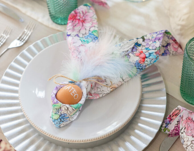 Eva Amurri shares her Personalized Bunny Napkin Table Setting