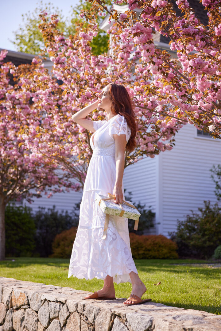 Pink and 2024 white summer dress